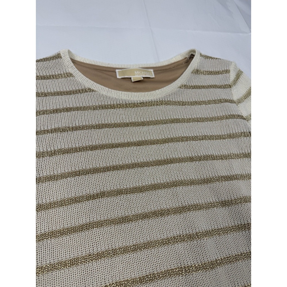 Michael Kors Cream Metallic-Gold Stripe Sweater